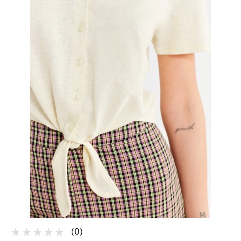 Cropped black tie front t shirt